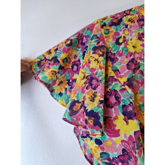 Vtg SANDY SANDY 80'S Floral Print Dress Sz S Ruffles Easter Spring Retro Fairy - Picture 7 of 11